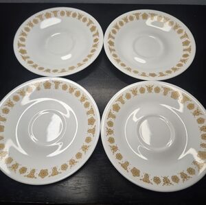 Vintage MCM Set of 4 Corelle Butterfly Gold 6.25"Saucer/Plates